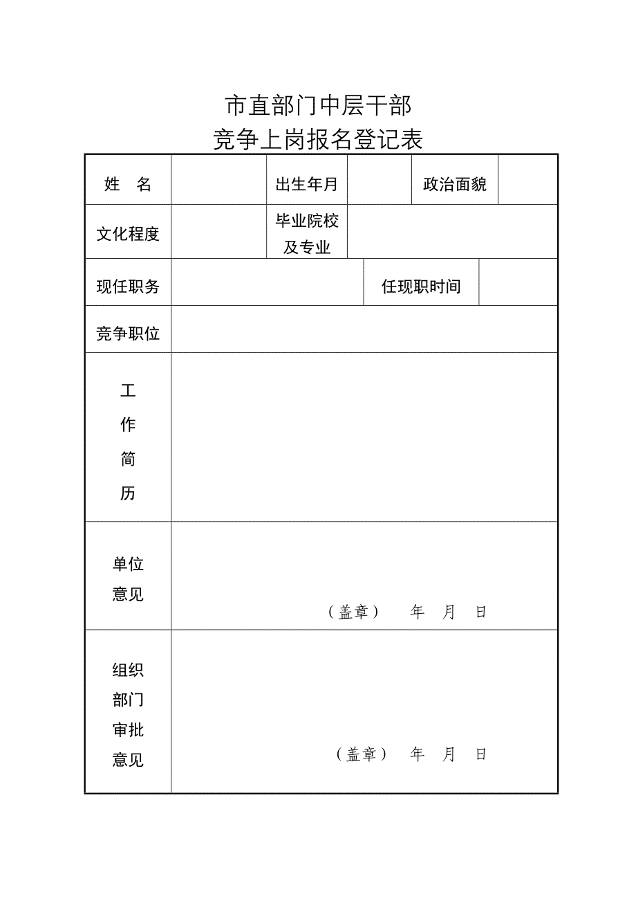 中层干部竞争上岗报名打分表_第1页