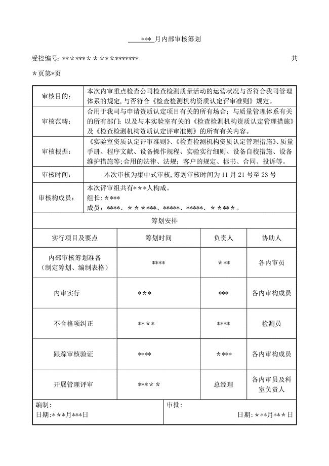 检验检测机构内审示例供大家参考