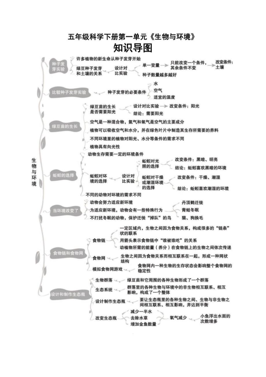 2021-2022学年五年级下学期科学全册各单元知识导图_第1页