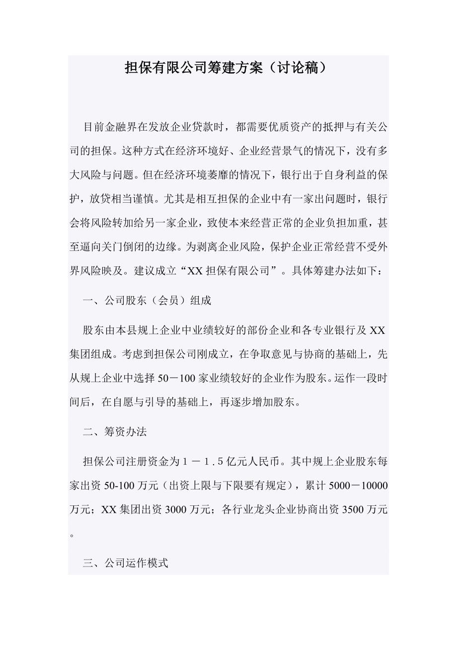 担保公司筹建方案_第1页