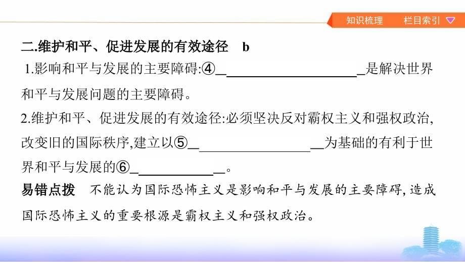 （浙江选考）2020版高考政治一轮复习 考点突破 第四单元 当代国际社会 第九课 维护世界和平 促进共同发展课件 新人教版必修2.ppt_第5页