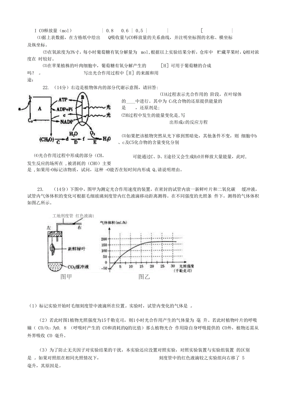 最新光合作用和呼吸作用练习题_第4页