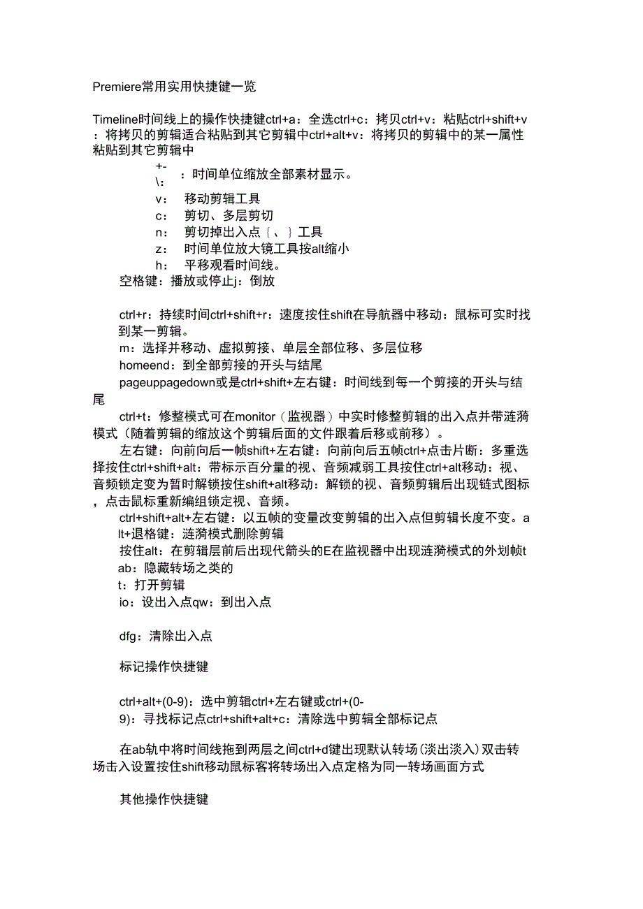 Premiere常用实用快捷键一览_第1页