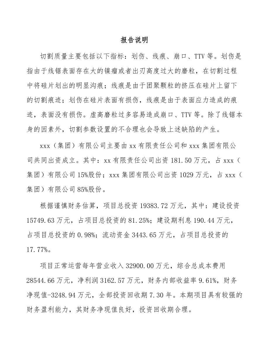 南京关于成立电镀金刚石线公司可行性报告_第2页