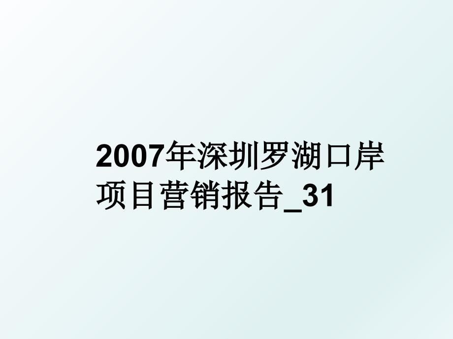 深圳罗湖口岸项目营销报告31_第1页