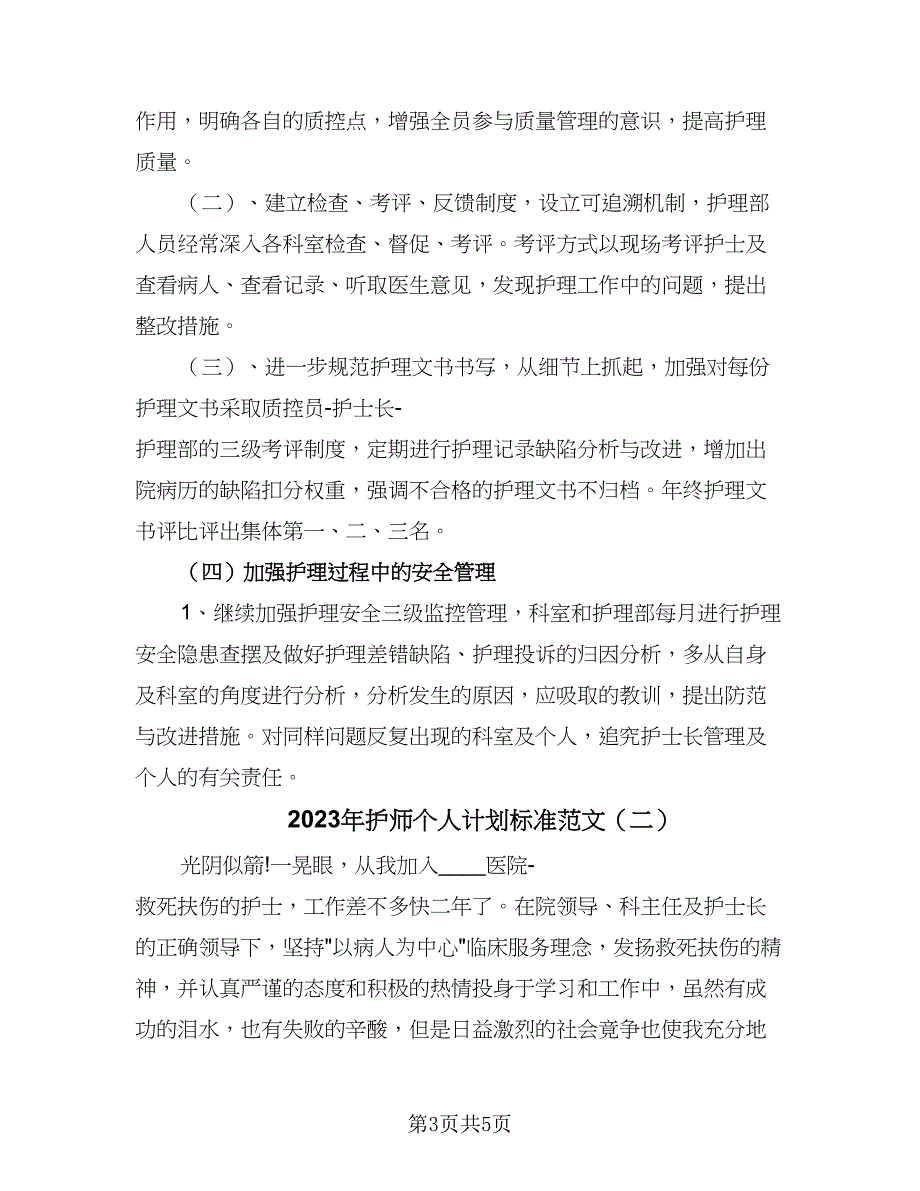 2023年护师个人计划标准范文（二篇）.doc_第3页