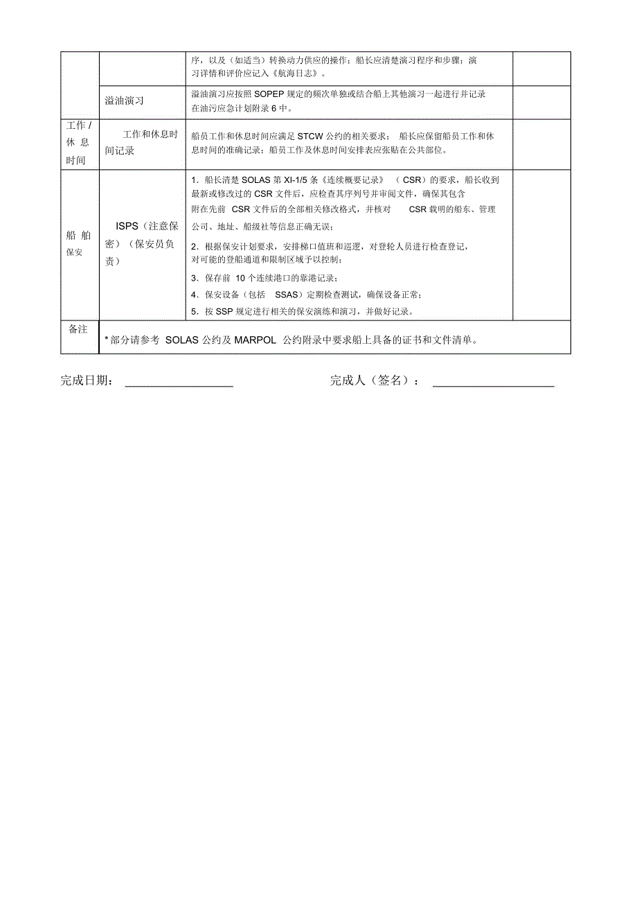 船舶抵港前PSC自查项目表船长_第3页