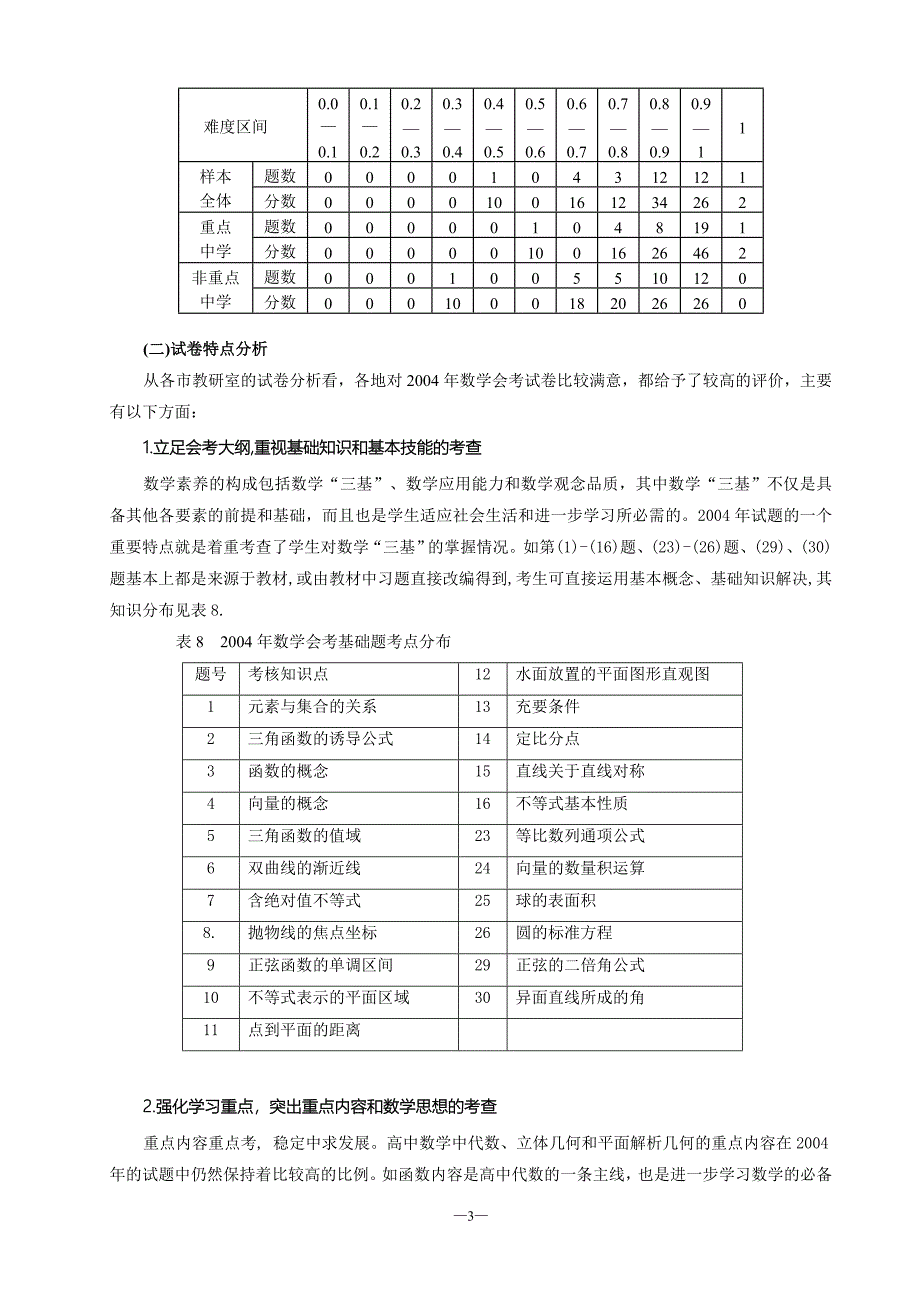 浙江省2004年高中会考试卷分析_第3页