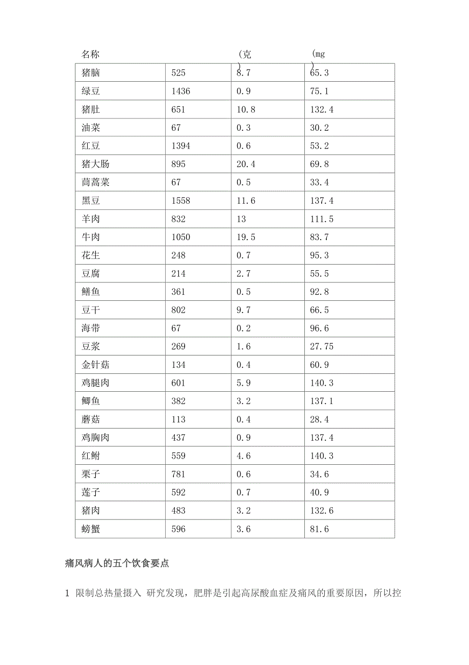 食物嘌呤含量一览表_第3页