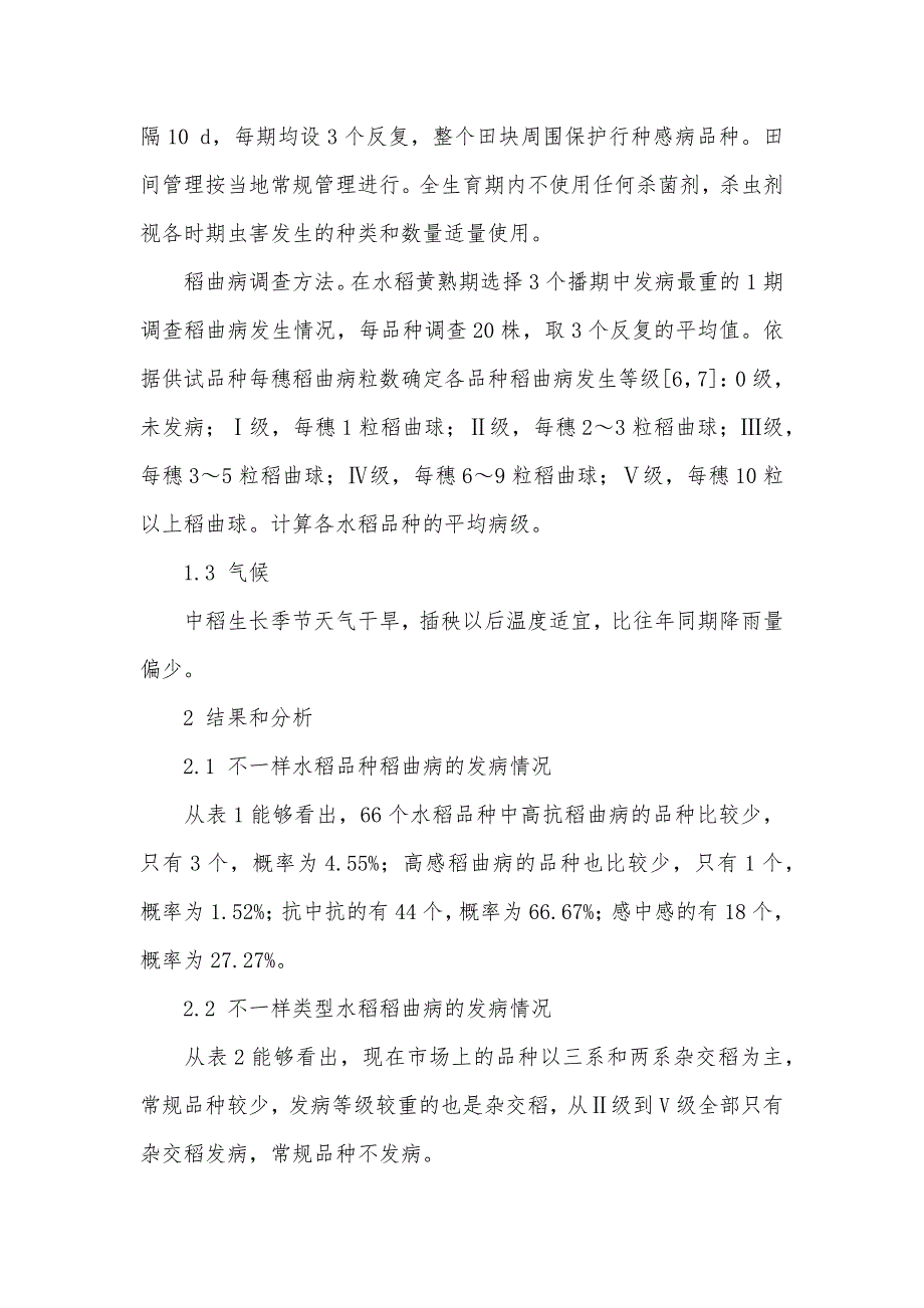 66个水稻品种对稻曲病田间抗性的评价_第3页