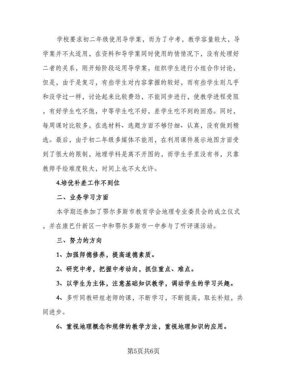 简单的地理教师工作总结模板（2篇）.doc_第5页