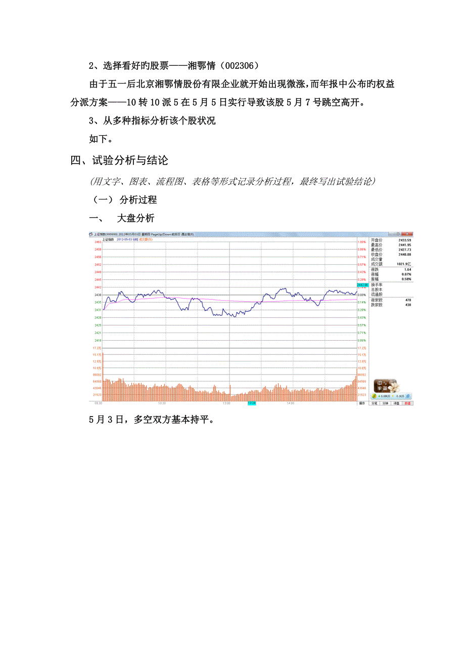 分时图与K线证券投资技术分析实验报告_第3页