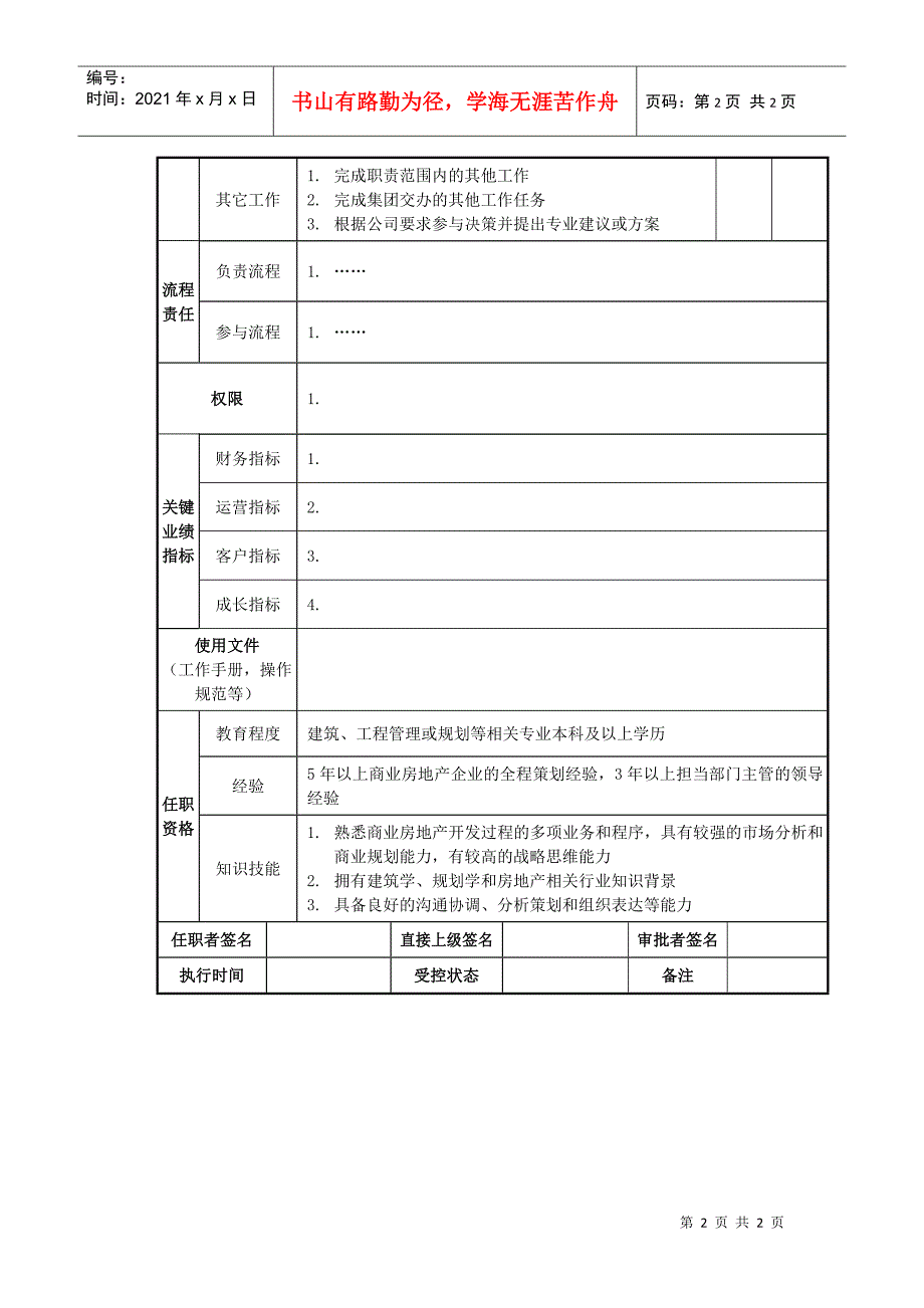 商业总策划师岗位说明书_第2页