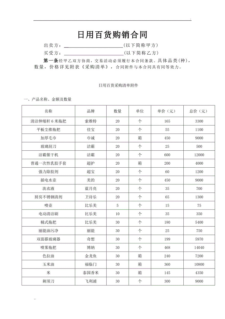 日用百货购销合同_第1页