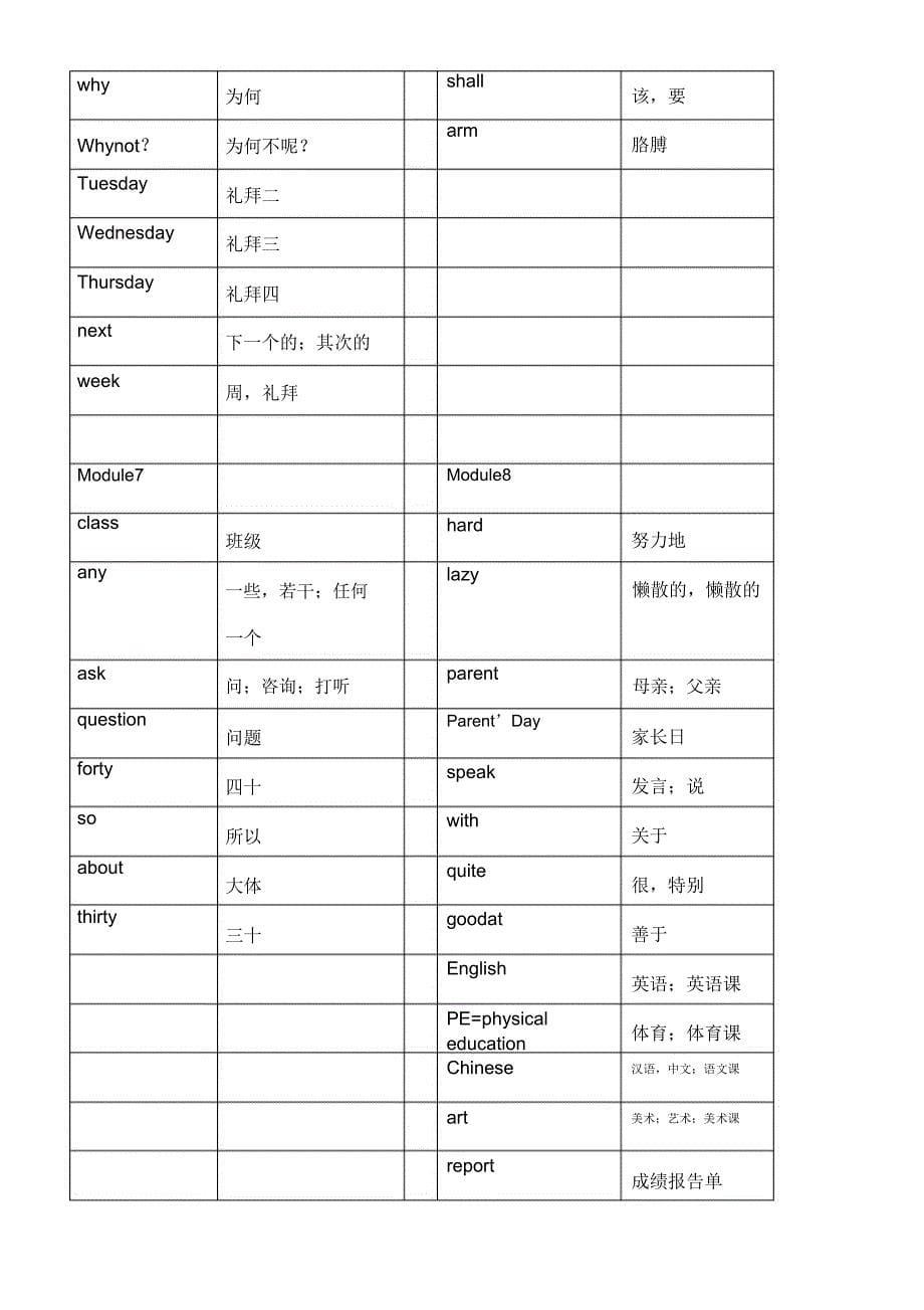 外研社英语一年级起点三年级上下单词.doc_第5页