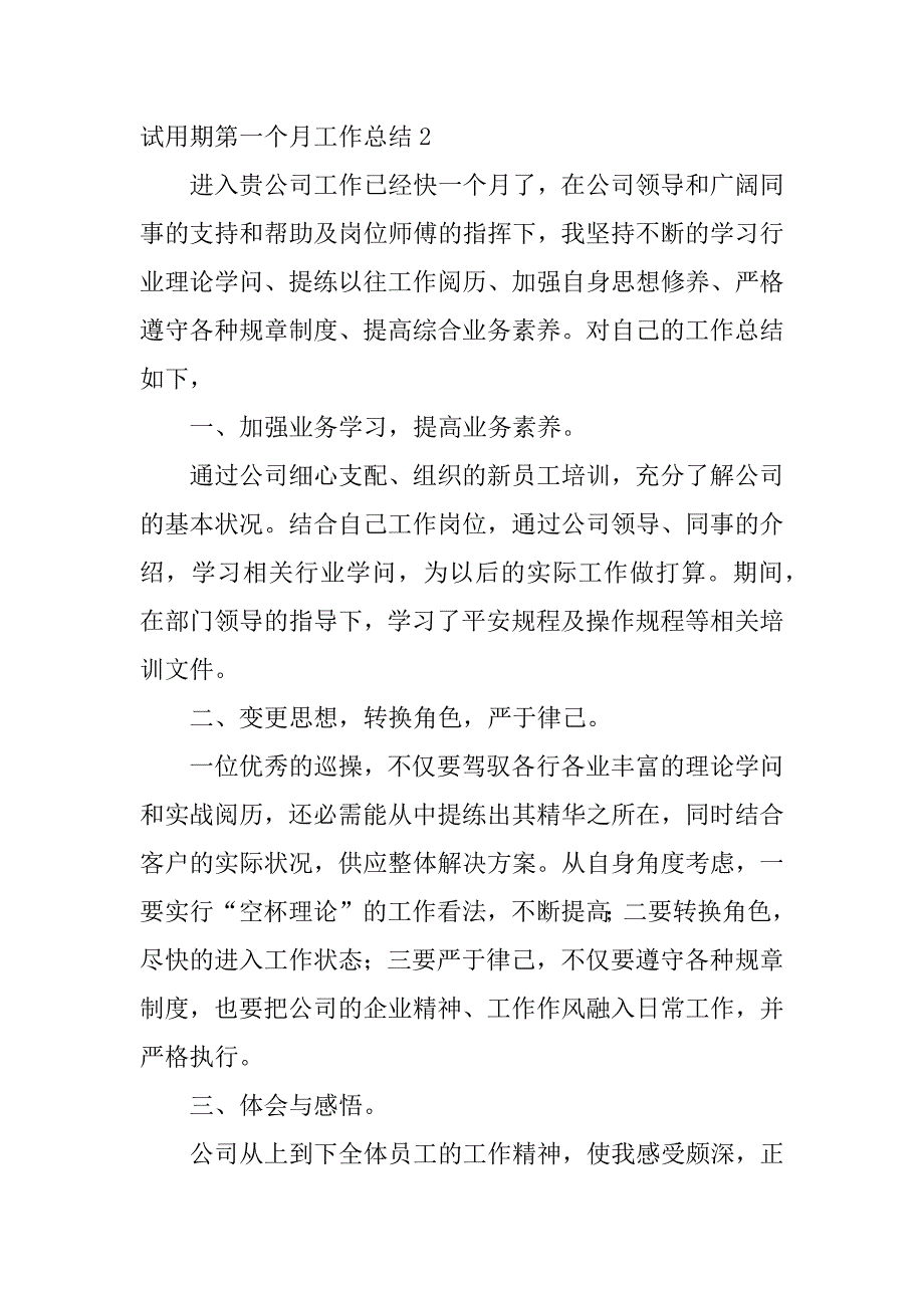 2023年试用期第一个月工作总结_第3页