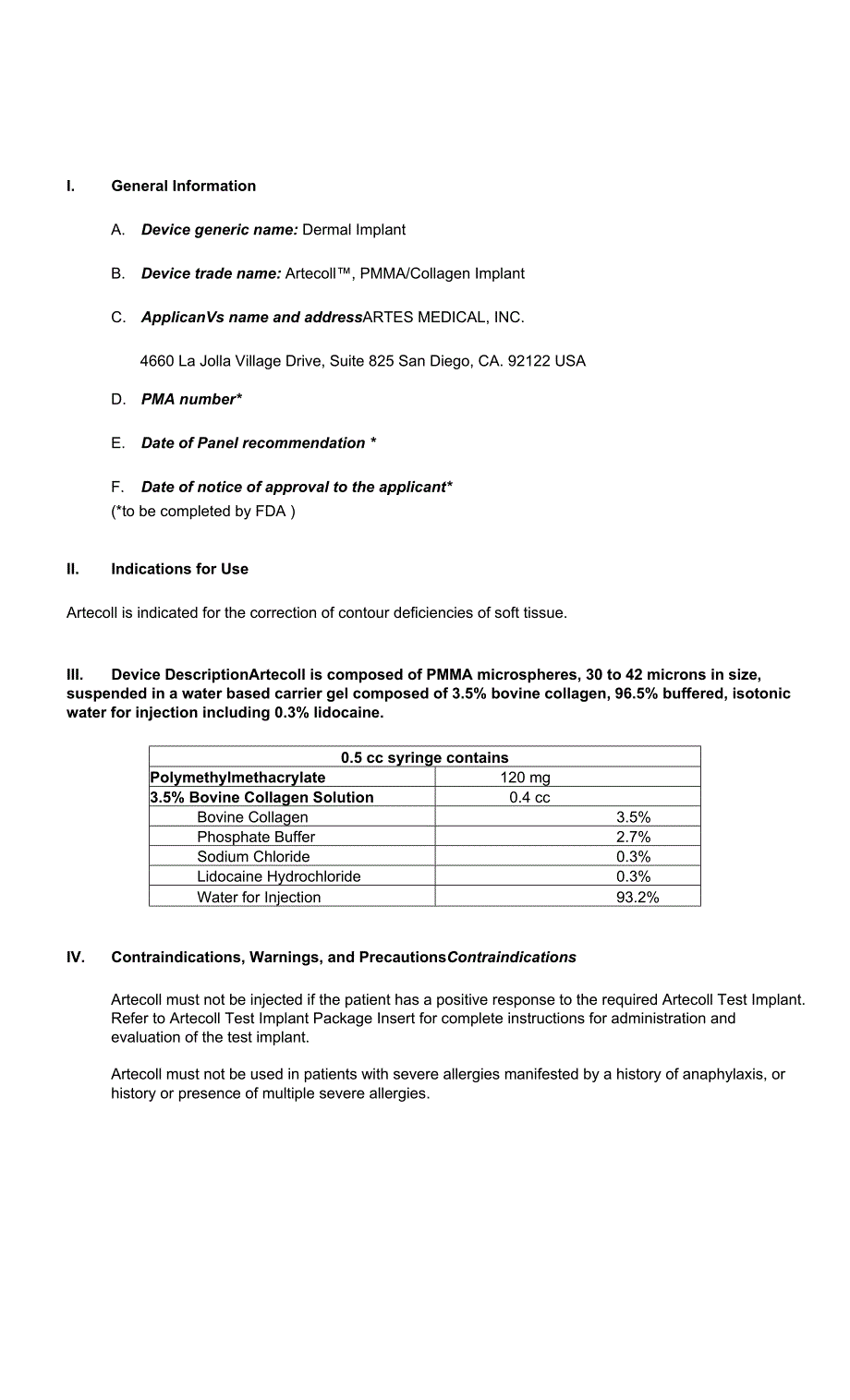 Artecoll Implant - Summary of Safety and Effectiveness.docx_第1页