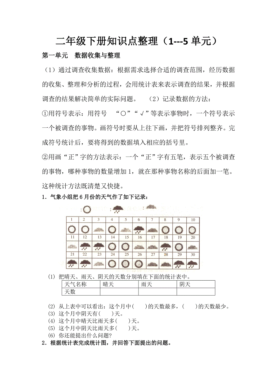 二年级数学下册知识点整理1至5.doc_第1页