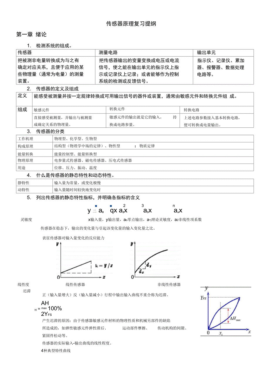 传感器原理复习提纲及详细知识点DOC_第1页