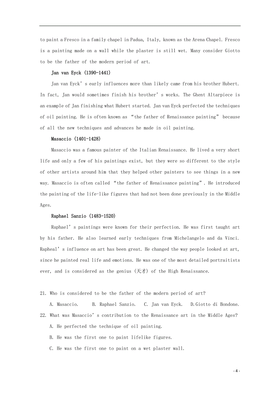 福建省三明市高二英语上学期第二次月考试题.doc_第4页