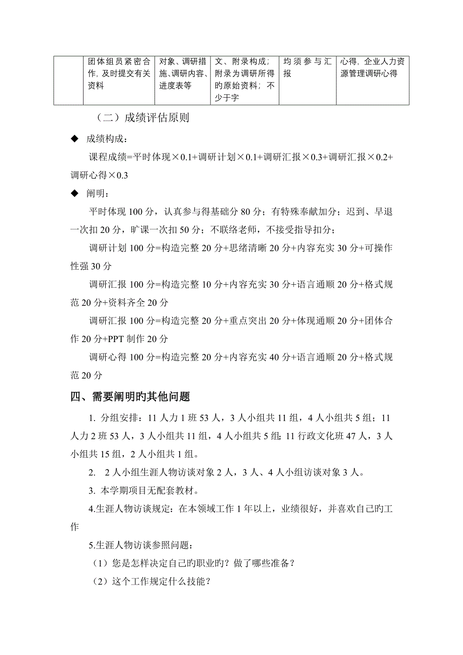 企业人力资源管理调研学期项目方案第一学期_第4页