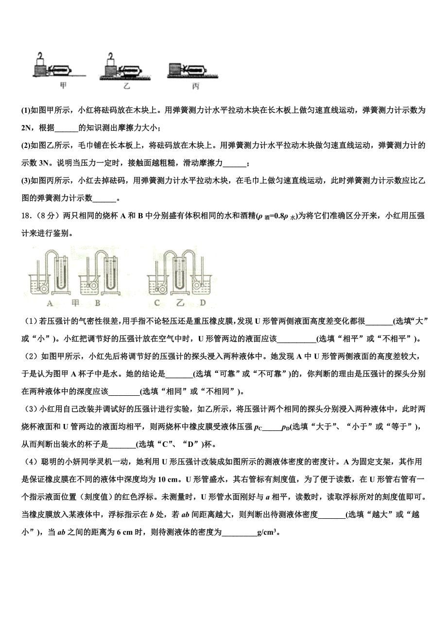 四川省眉山外国语学校2023年物理八下期末监测试题（含解析）.doc_第5页