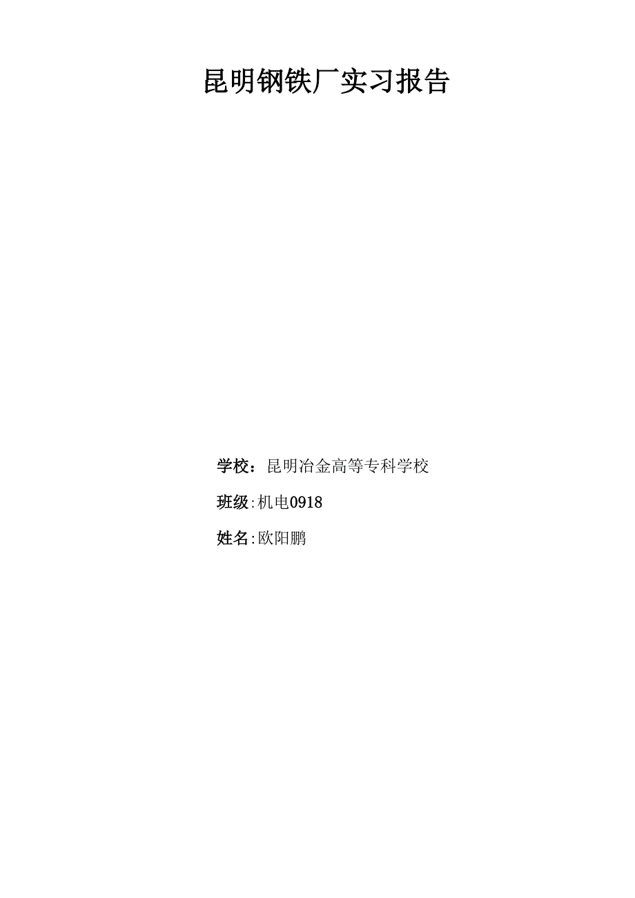 昆明钢铁厂实习报告_第1页