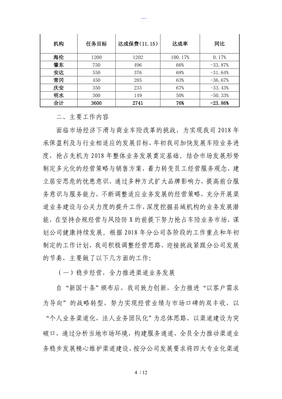 财产保险公司工作计划总结_第4页