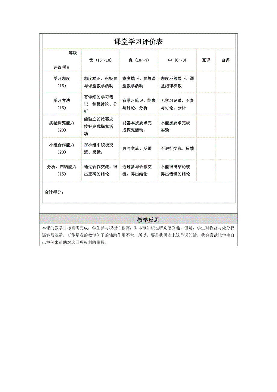 教学设计与反思撰写要求及模板初中思想品德_第4页