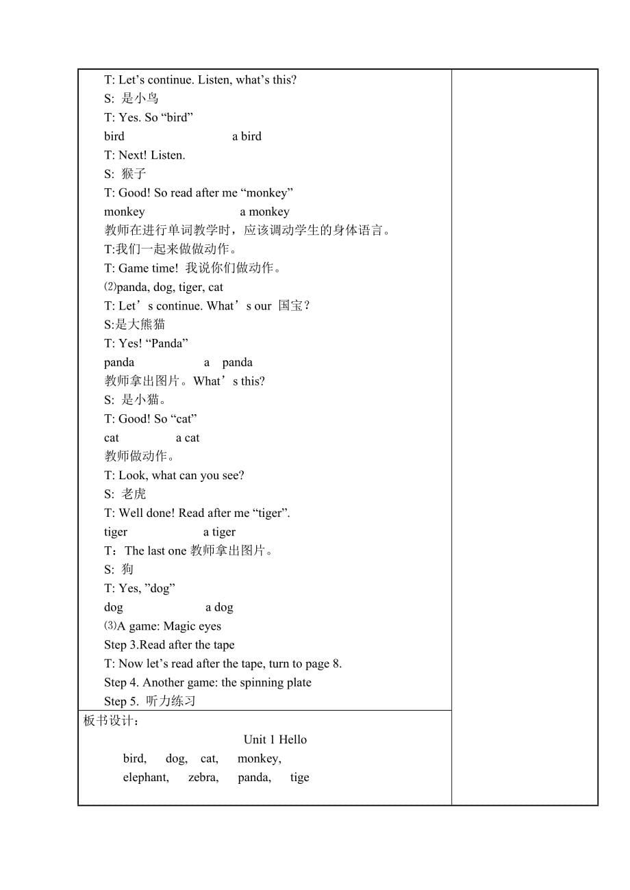 牛津小学英语三年级3A教案全册集体备课_第5页