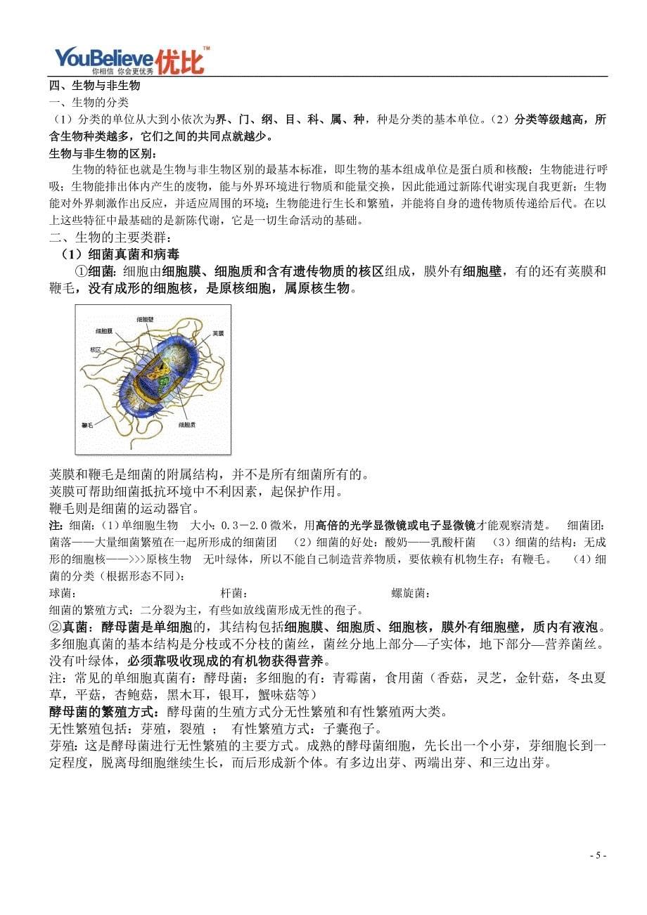 浙教版初中生物知识点总复习中考专用超全_第5页