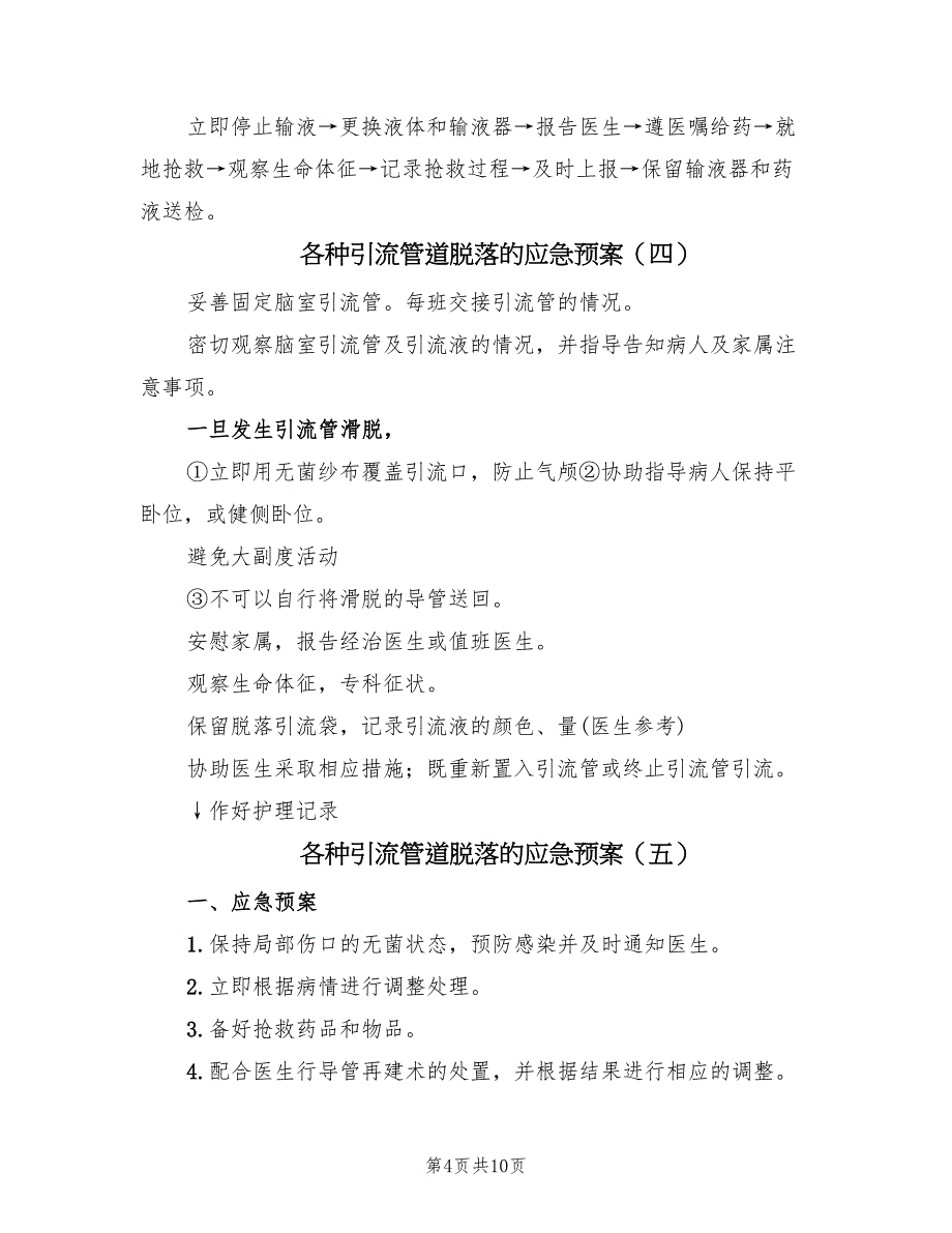 各种引流管道脱落的应急预案（10篇）_第4页