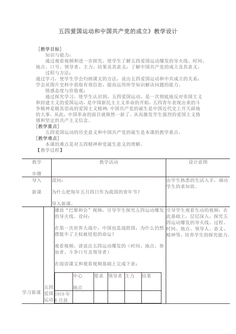 五四爱国运动和的成立.doc_第1页