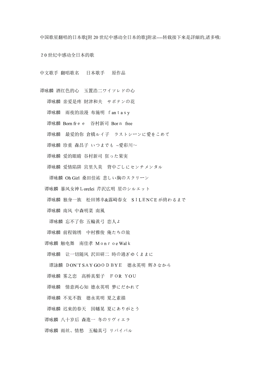 中文翻唱的日文歌曲-(很多歌的日语原唱)--超全_第1页