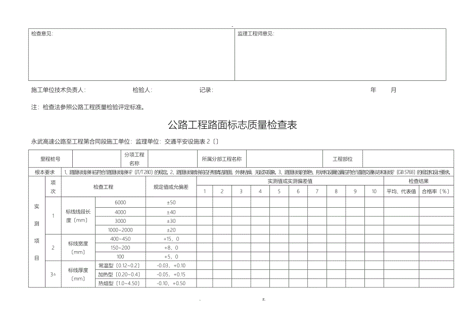 公路工程交通标志质量检查表_第2页