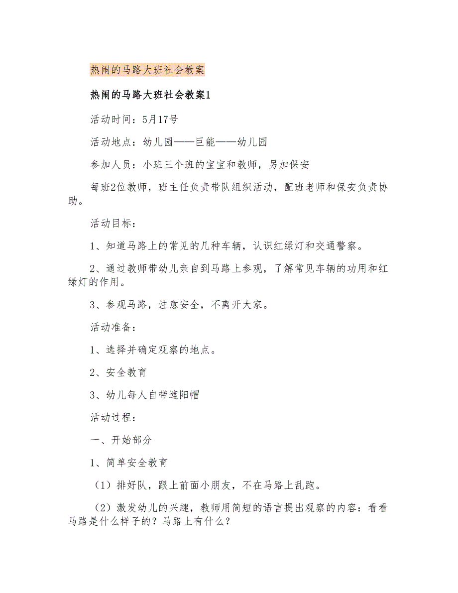 热闹的马路大班社会教案_第1页