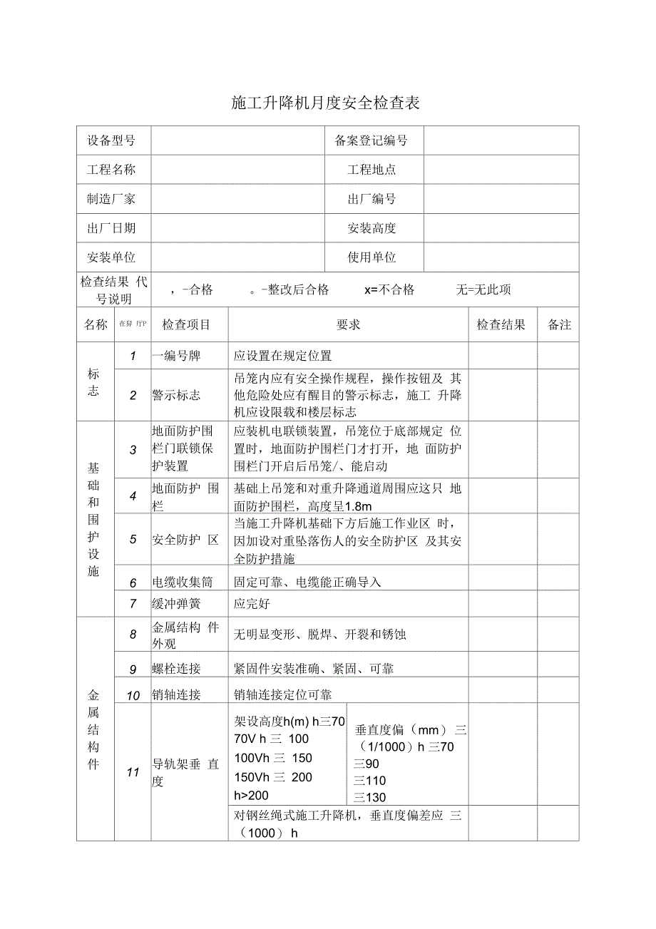 施工升降机每日使用前检查表_第2页