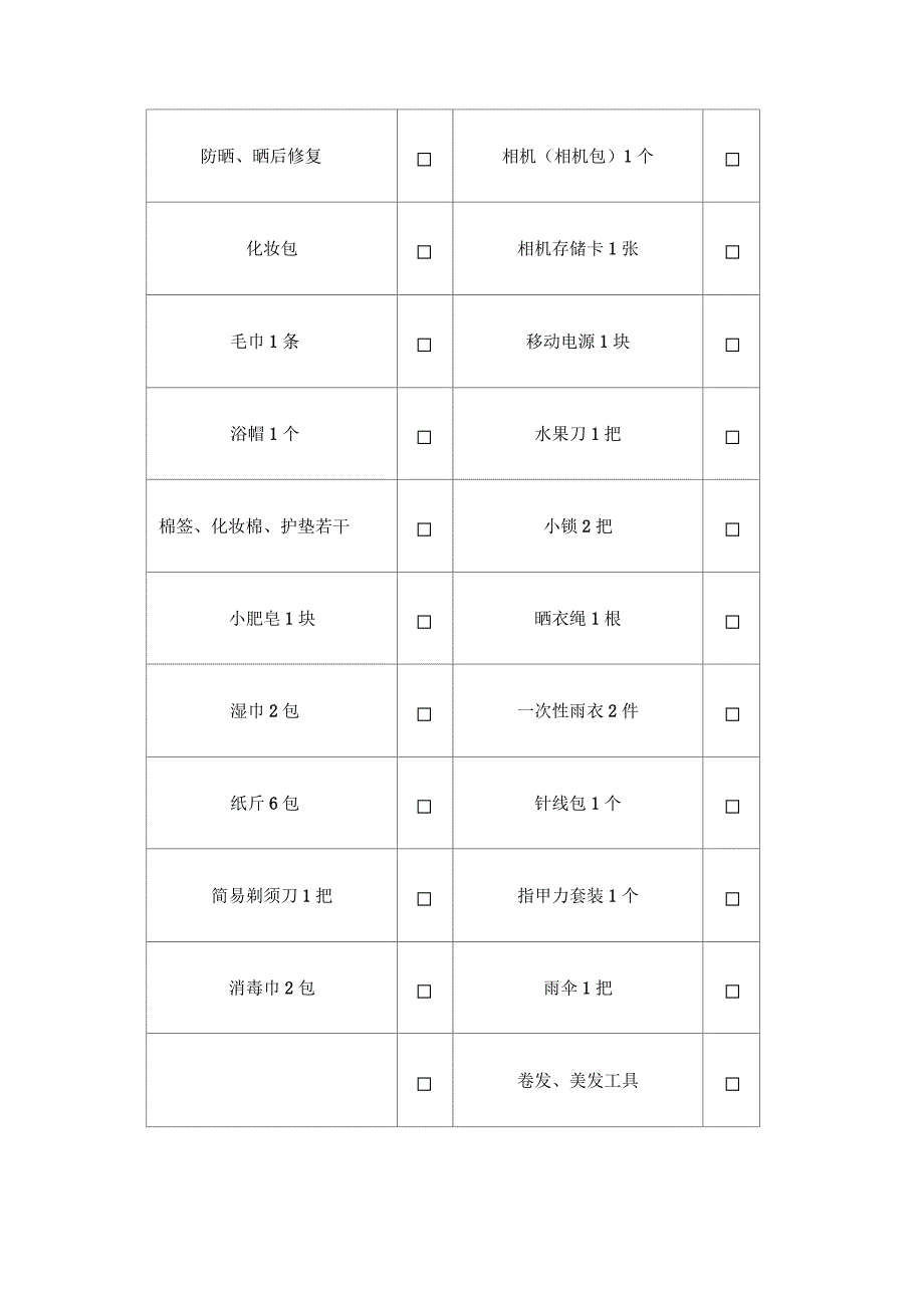 泰国游物品清单_第4页