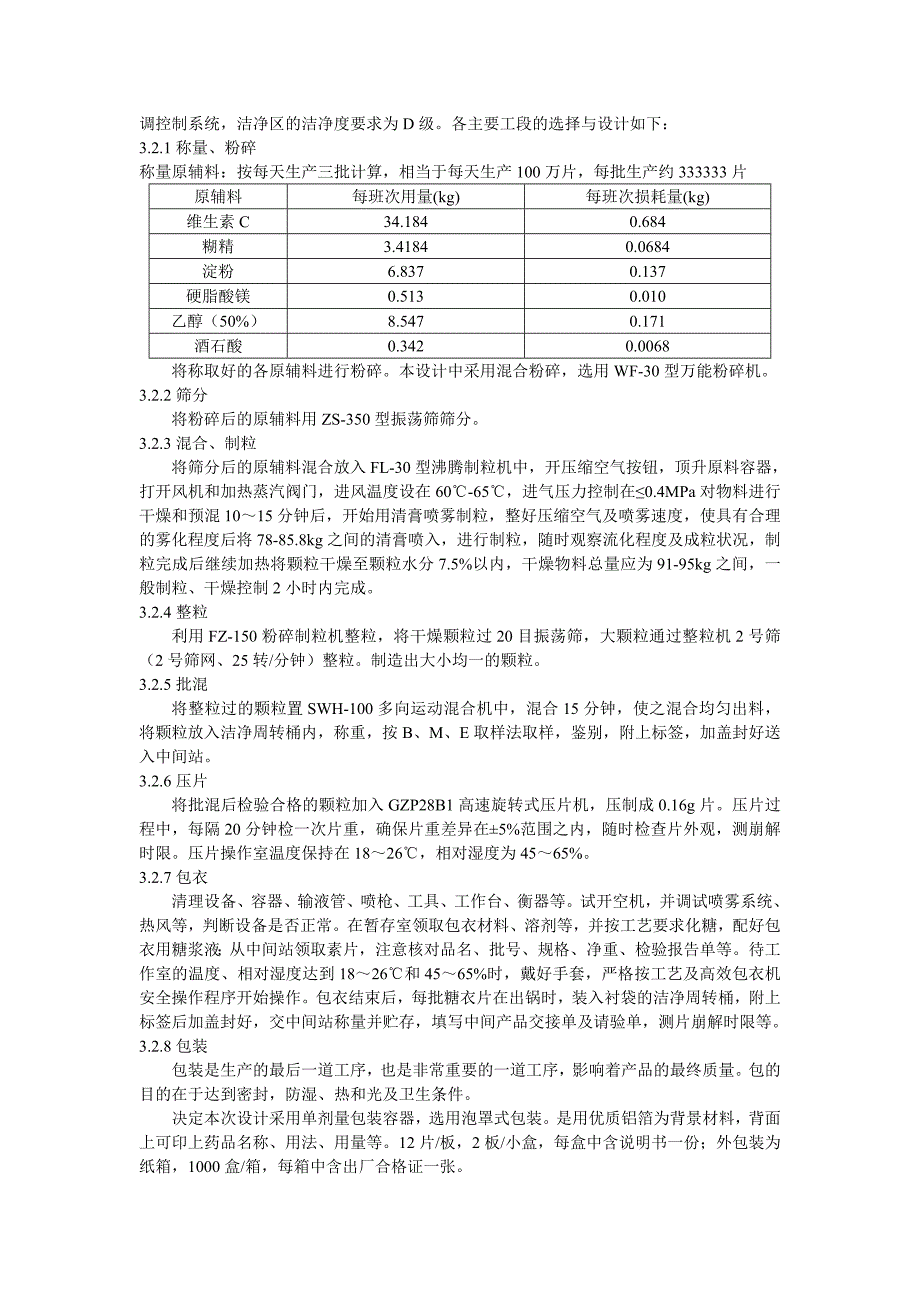 维生素C片车间工艺设计_第3页