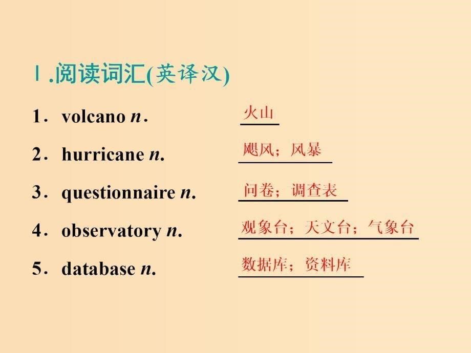 （浙江专版）2020版高考英语一轮复习 Unit 5 The power of nature课件 新人教版选修6.ppt_第5页