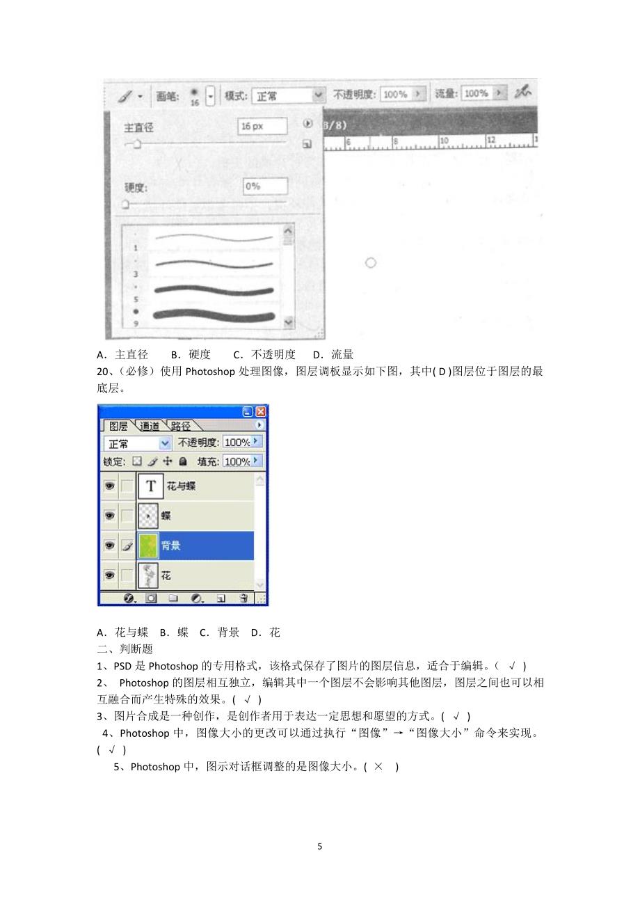 初中考试photoshop选择题和判断题.doc_第5页