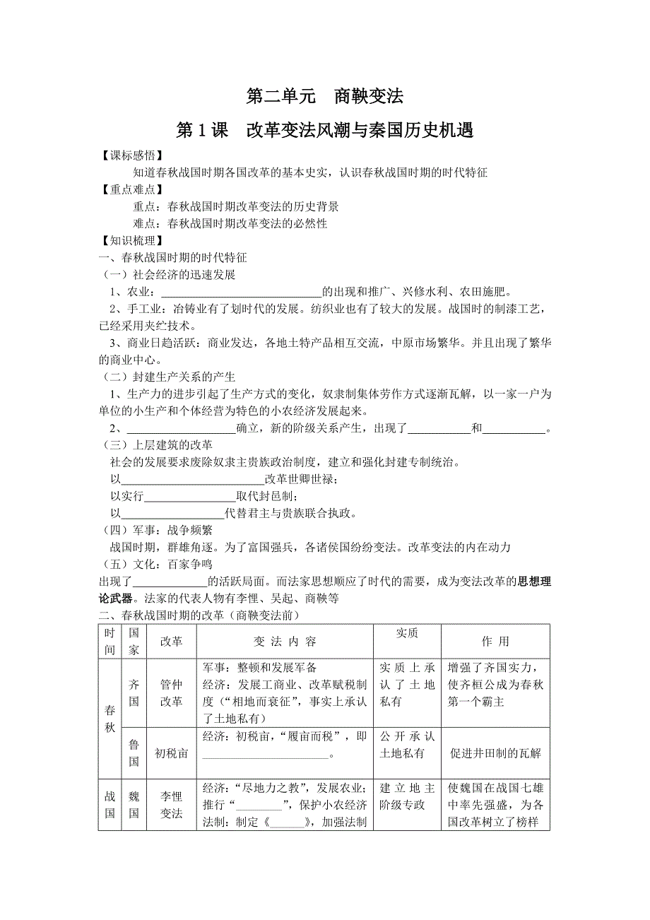 第二单元商鞅变法.doc_第1页