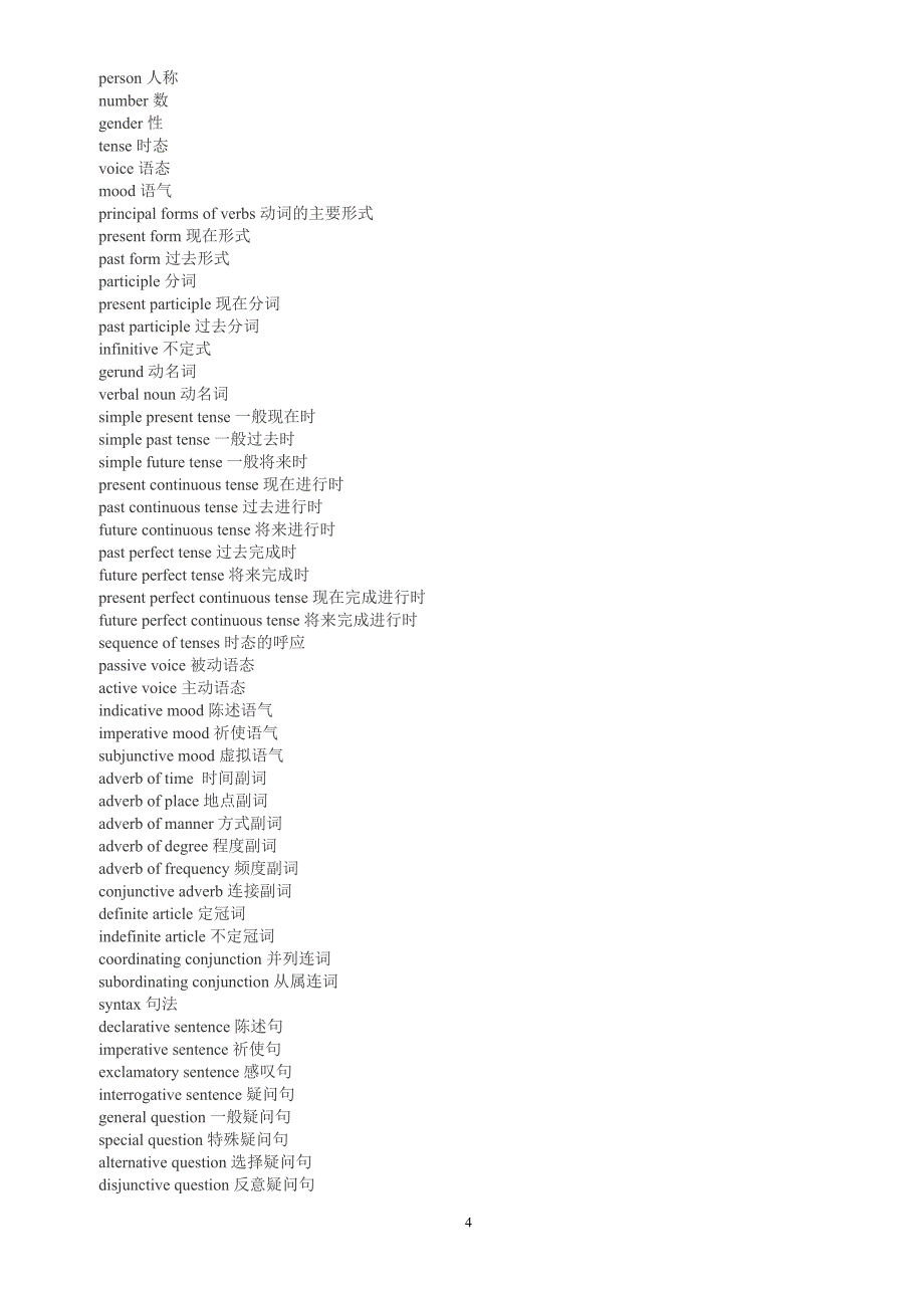 常用英语语法术语表Grammatical Terms_第4页