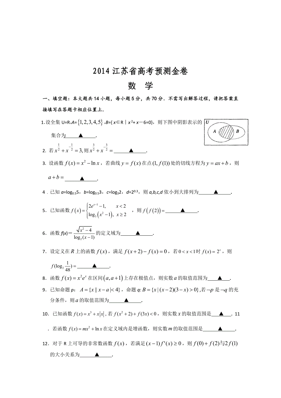 2014江苏省高考金卷.doc_第1页