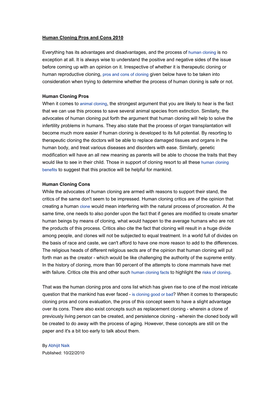 Human_Cloning_Pros_and_Cons_2010.doc_第1页