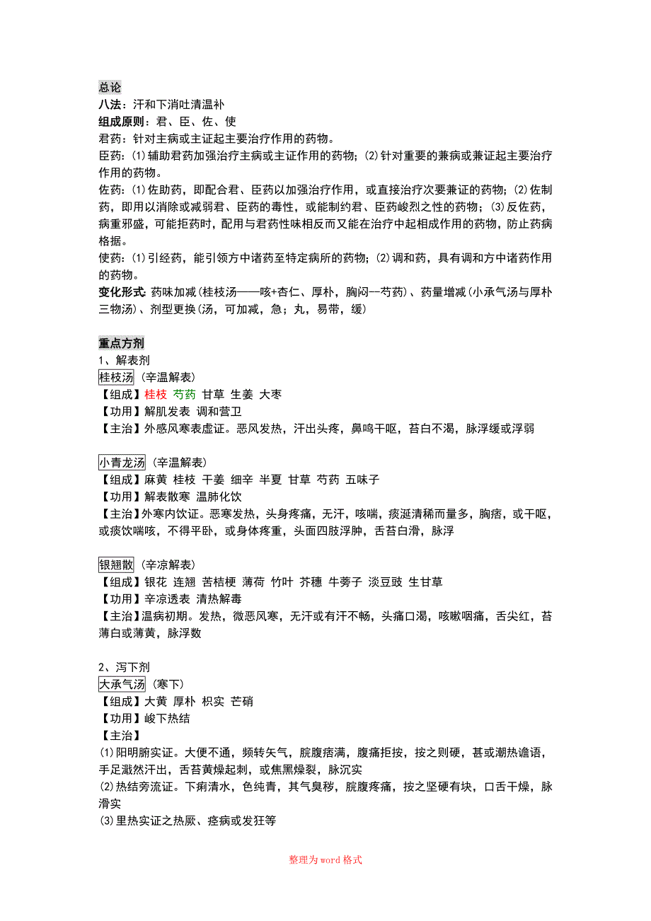 方剂学(所有方子的整理,很齐,很完整)Word版_第1页