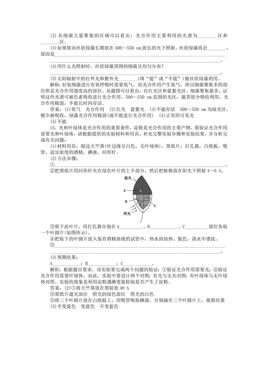 2022-2023学年高中生物第四章光合作用和细胞呼吸第二节光合作用第1讲光合色素与光能的捕获课时作业苏教版必修1_第4页