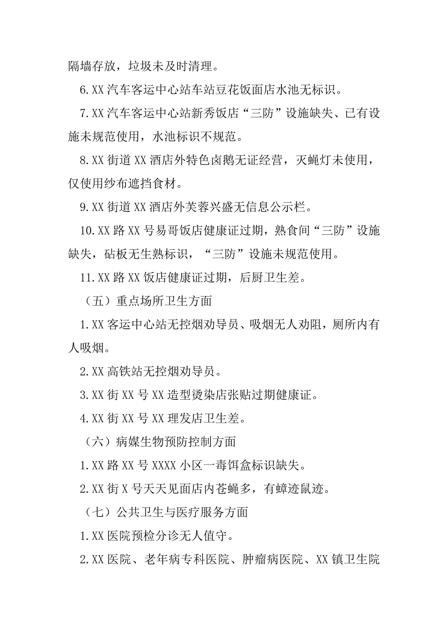 2023年创建国家卫生城市暗访报告（完整）_第4页