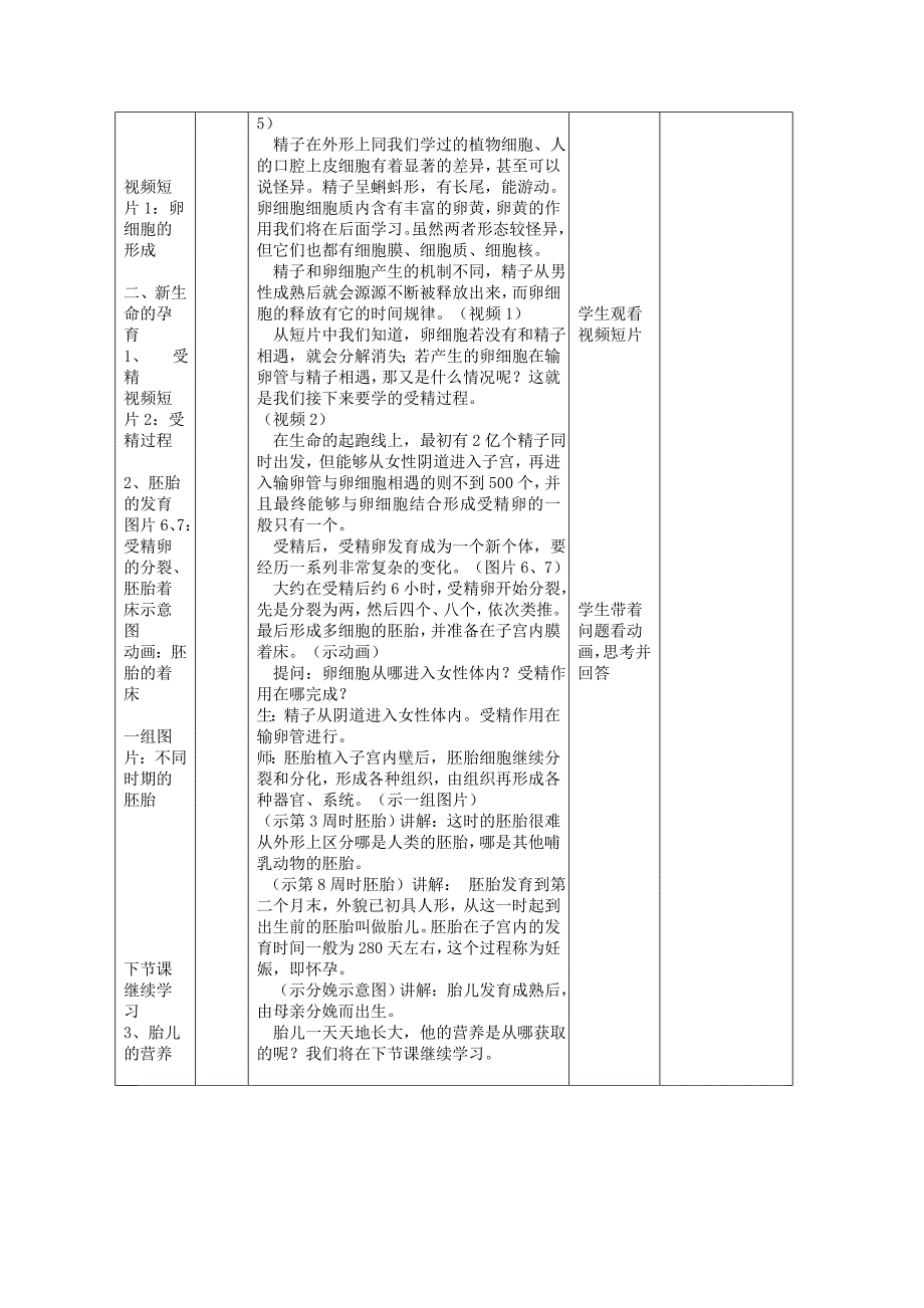 八年级生物《人的生殖》教学设计_第4页