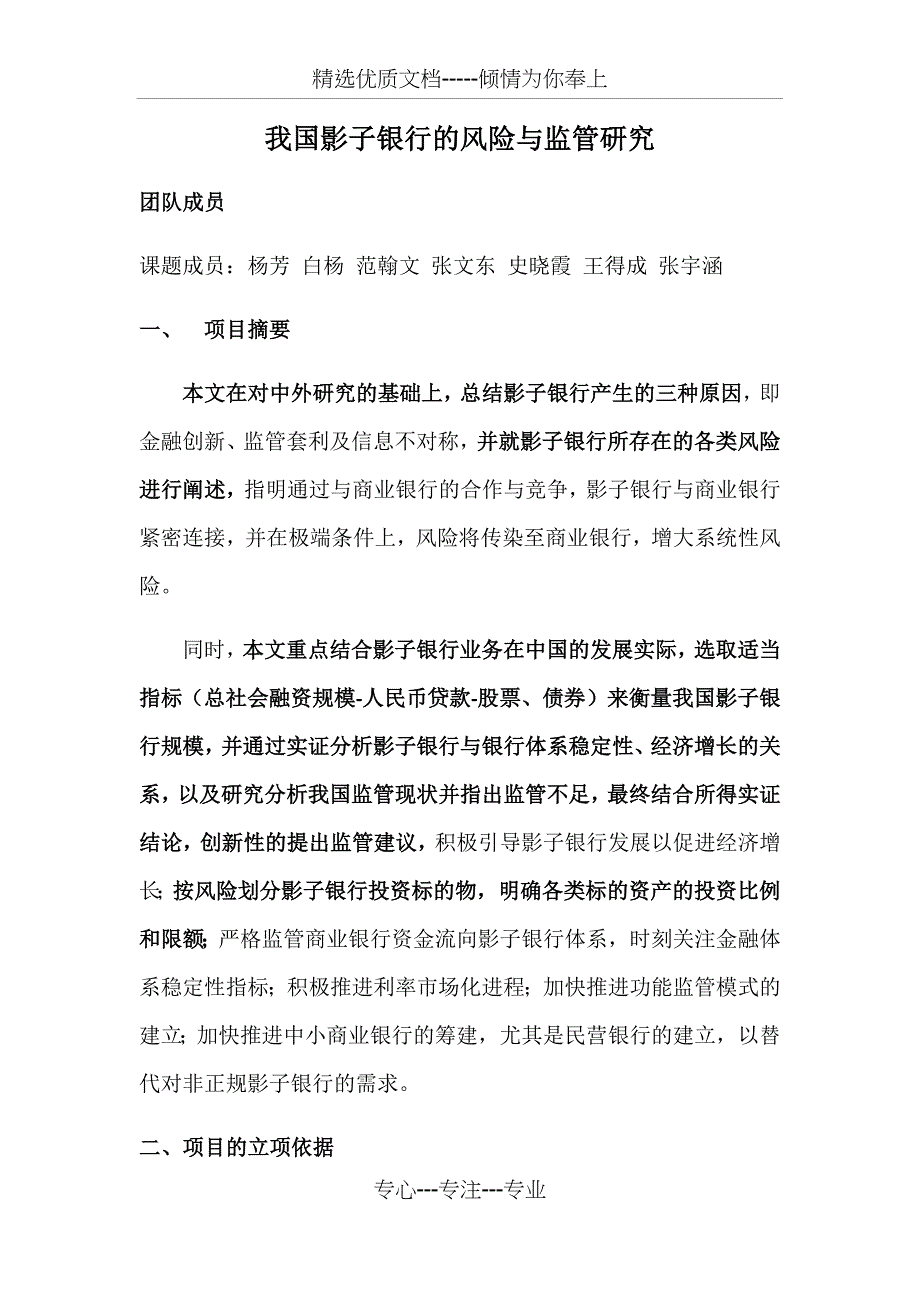 影子银行计划书_第1页